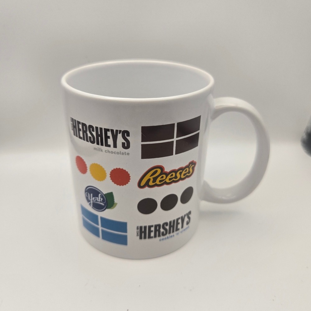Hershey's Reese's York Candy Logo Coffee Mug White Ceramic 2 piece 11oz